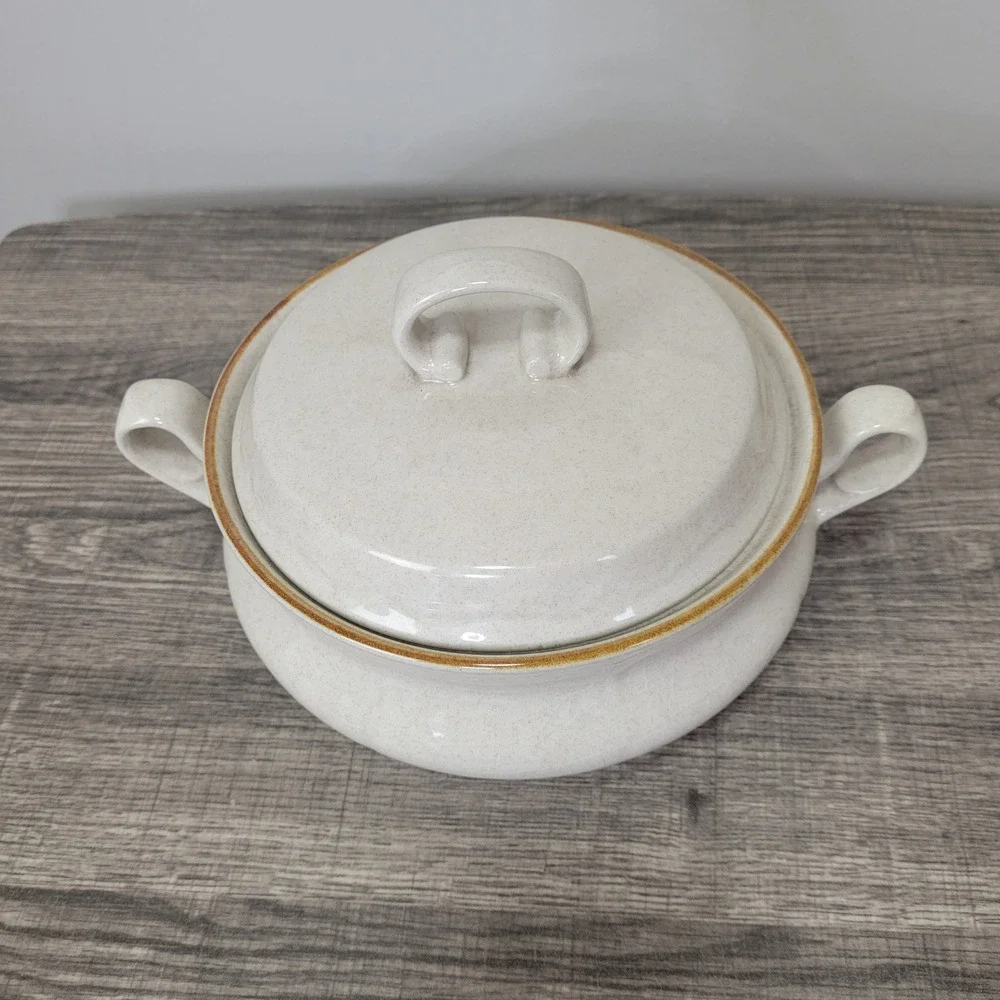 Hearthside‎ Classics Stoneware Soup Vegetable Dish with Lid Beige Japan Vintage